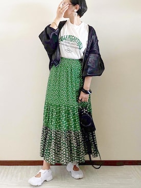 「ap retro（アプレトロ）のアイテム（ブルゾン）」を使った、naoさん（レディース・156cm）の夏コーディネート