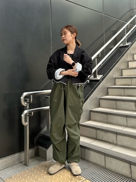 「BIRKENSTOCK（ビルケンシュトック）のBoston Soft Footbed Suede 【ナロー幅】 ユニセックス（サンダル）」を使った、motomiさん（レディース・163cm）の春コーディネート