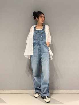 「アイテム（サロペット/オーバーオール）」を使った、motomiさん（レディース・164cm）の夏コーディネート