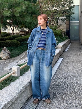 「アイテム（モカシン/デッキシューズ）」を使った、motomiさん（レディース・163cm）の秋コーディネート