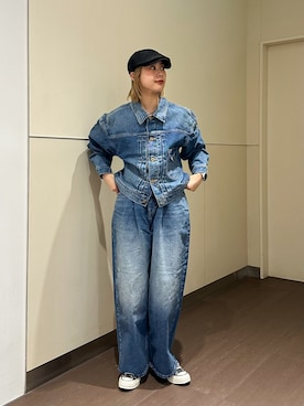 「Lee（リー）のアイテム（パンツ）」を使った、motomiさん（レディース・163cm）の冬コーディネート