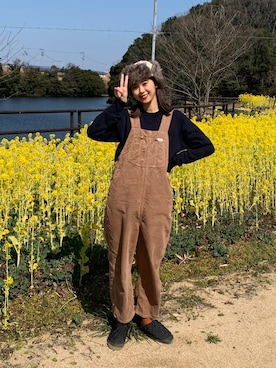 「アイテム（サロペット/オーバーオール）」を使った、motomiさん（レディース・163cm）の春コーディネート