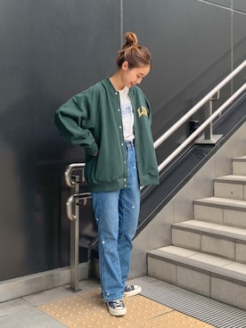 「Lee（リー）のアイテム（その他アウター）」を使った、motomiさん（レディース・163cm）の秋コーディネート