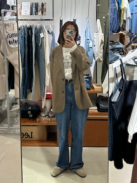 「FREAK'S STORE（フリークスストア）のアイテム（テーラードジャケット）」を使った、motomiさん（レディース・163cm）の春コーディネート