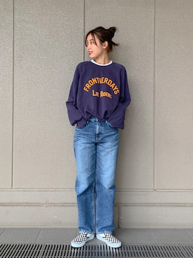 「アイテム（スリッポン）」を使った、motomiさん（レディース・163cm）の秋コーディネート