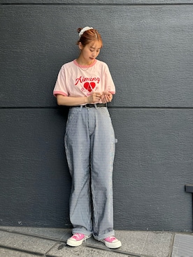 「ヒッコリーパンツ」｜motomiさん（レディース・163cm）の夏コーディネート