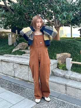 「アイテム（サロペット/オーバーオール）」を使った、motomiさん（レディース・163cm）の秋コーディネート