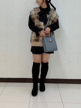 「大学生コーデ」｜「アイテム（ワンピース）」を使った、やまちろさん（レディース・160cm）の秋コーディネート
