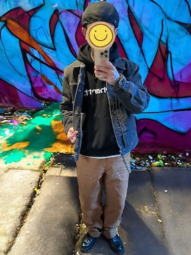 「アイテム（キャスケット）」を使った、ワン🐶太郎 さん（メンズ・170cm）の秋コーディネート