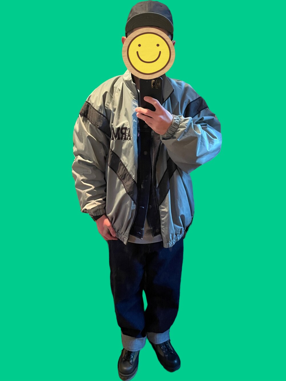 「春、ミリタリー、米軍、Levi's、デニム、デニムジャケット、デニムパンツ、児島ジーンズ、Danner、プロクラブ、レイヤードスタイル、ビッグシルエット、universaloverall、キャップ、セットアップ」｜「児島ジーンズのアイテム（デニムパンツ、ブルー系）」を使った、ワン🐶太郎 さん（メンズ・170cm）の冬コーディネートの1枚目の写真