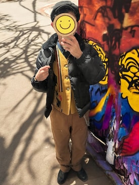 「アイテム（キャスケット）」を使った、ワン🐶太郎 さん（メンズ・170cm）の冬コーディネート