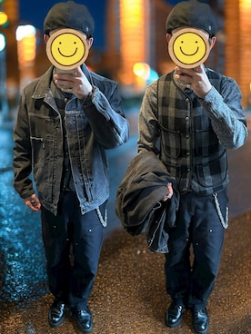 「アイテム（キャスケット）」を使った、ワン🐶太郎 さん（メンズ・170cm）の秋コーディネート