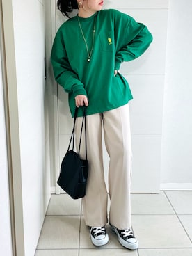 「U.S. POLO ASSN.（ユーエスポロアッスン）のU.S. POLO ASSN. /ユーエスポロアッスン 別注ワンポイント刺繍 ビッグシルエット長袖カットソー（Tシャツ/カットソー）」を使った、❁⃘asa❁⃘さん（レディース・150cm）の春コーディネート