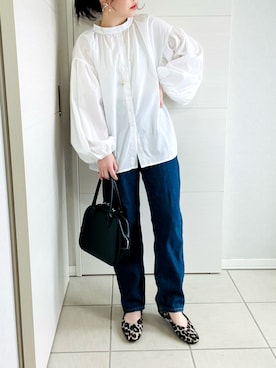 「Crisp（クリスプ）のベーシックデニムパンツ（デニムパンツ）」を使った、❁⃘asa❁⃘さん（レディース・150cm）の冬コーディネート