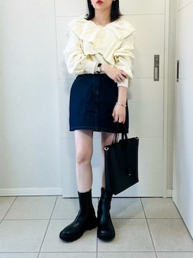 「アイテム（デニムスカート）」を使った、❁⃘asa❁⃘さん（レディース・150cm）の秋コーディネート