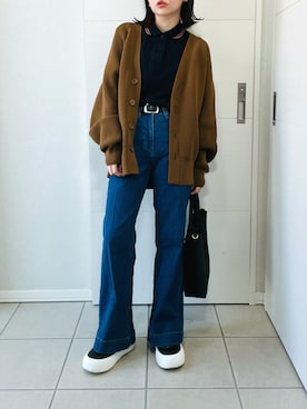 「ブラウンコーデ」｜「アイテム（カーディガン/ボレロ）」を使った、❁⃘asa❁⃘さん（レディース・150cm）の秋コーディネート