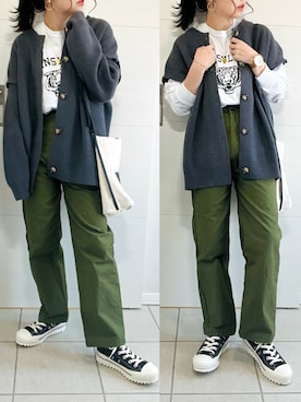 「feepur（フェピュール）のアイテム（チノパンツ）」を使った、❁⃘asa❁⃘さん（レディース・150cm）の秋コーディネート