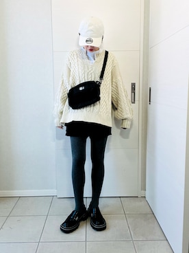 「アイテム（キャップ）」を使った、❁⃘asa❁⃘さん（レディース・150cm）の冬コーディネート