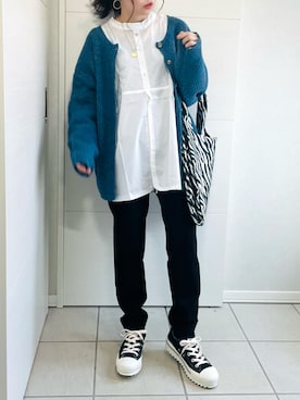 「Fizz（フィズ）の【maiko_wear × Fizz コラボ】　スタンドカラーデザインシャツ（シャツ/ブラウス）」を使った、❁⃘asa❁⃘さん（レディース・150cm）の秋コーディネート