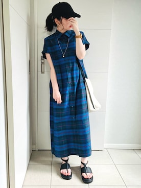 「チェック柄に恋してる」｜「アイテム（その他）」を使った、❁⃘asa❁⃘さん（レディース・150cm）の夏コーディネート