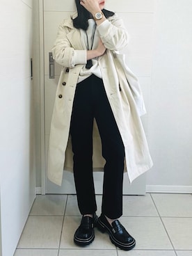 「ストレートパンツ」｜「アイテム（トレンチコート）」を使った、❁⃘asa❁⃘さん（レディース・150cm）の春コーディネート