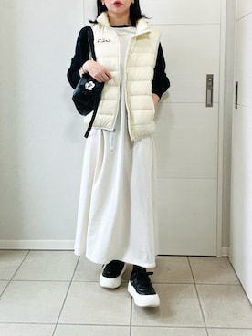 「アイテム（ダウンベスト）」を使った、❁⃘asa❁⃘さん（レディース・150cm）の秋コーディネート