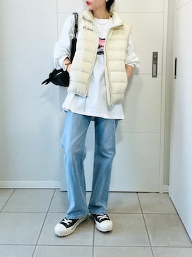 「アイテム（ダウンベスト）」を使った、❁⃘asa❁⃘さん（レディース・150cm）の秋コーディネート