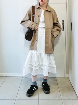 「アイテム（その他アウター）」を使った、❁⃘asa❁⃘さん（レディース・150cm）の春コーディネート