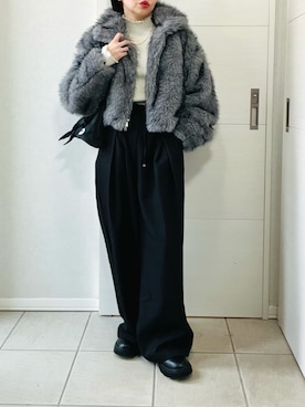 「tiptop（ティップトップ）の【ZOZO限定アイテム】ウエスト紐付タックワイドパンツ（スラックス）」を使った、❁⃘asa❁⃘さん（レディース・150cm）の秋コーディネート