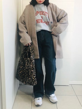 「New Balance」｜「アイテム（ノーカラーコート）」を使った、❁⃘asa❁⃘さん（レディース・150cm）の冬コーディネート