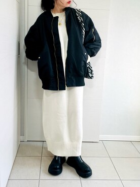 「NANO universe（ナノユニバース）のアイテム（ブルゾン）」を使った、❁⃘asa❁⃘さん（レディース・150cm）の冬コーディネート
