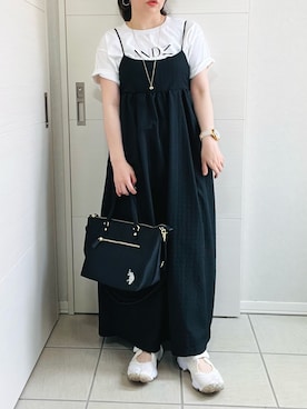 「みんなの白Tフェス」｜「アイテム（ワンピース/ドレス）」を使った、❁⃘asa❁⃘さん（レディース・150cm）の夏コーディネート