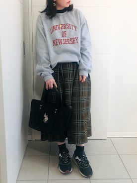 「U.S. POLO ASSN.（ユーエスポロアッスン）の【U.S. POLO ASSN.】 ユーエスポロアッスン キャンバス ロゴトートバッグS　US1862＊（トートバッグ）」を使った、❁⃘asa❁⃘さん（レディース・150cm）の冬コーディネート