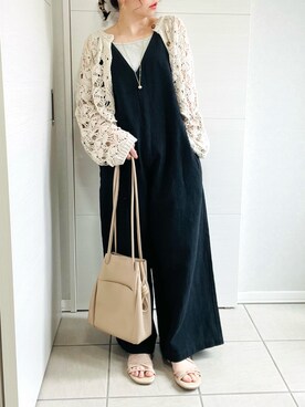 「透かし編みニット」｜「アイテム（オールインワン・サロペット）」を使った、❁⃘asa❁⃘さん（レディース・150cm）の春コーディネート
