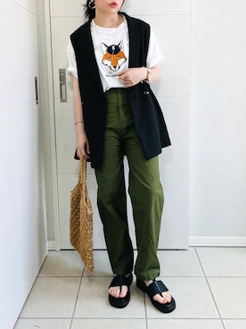 「feepur（フェピュール）のアイテム（チノパンツ）」を使った、❁⃘asa❁⃘さん（レディース・150cm）の夏コーディネート