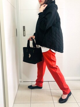 「U.S. POLO ASSN.（ユーエスポロアッスン）の【U.S. POLO ASSN.】 ユーエスポロアッスン キャンバス ロゴトートバッグS　US1862＊（トートバッグ）」を使った、❁⃘asa❁⃘さん（レディース・150cm）の秋コーディネート