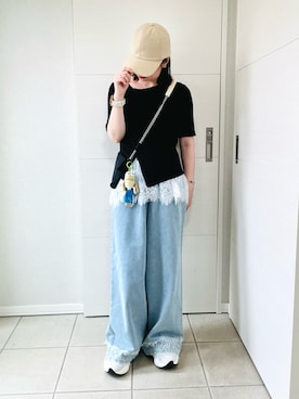 「レースキャミソール」｜❁⃘asa❁⃘さん（レディース・150cm）の夏コーディネート