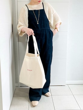 「透かし編みニット」｜「アイテム（オールインワン・サロペット）」を使った、❁⃘asa❁⃘さん（レディース・150cm）の春コーディネート