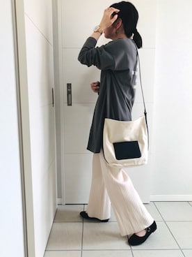 「リブニットパンツ」｜「アイテム（バレエシューズ）」を使った、❁⃘asa❁⃘さん（レディース・150cm）の秋コーディネート