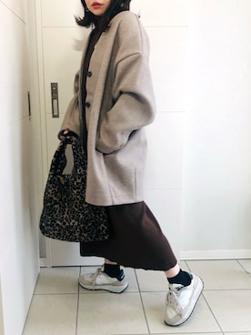 「コクーンコート」｜「アイテム（ノーカラーコート）」を使った、❁⃘asa❁⃘さん（レディース・150cm）の冬コーディネート