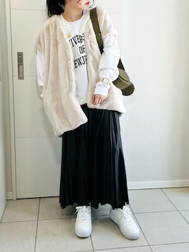 「AS KNOW AS plus（アズノゥアズプラス）のアイテム（スニーカー）」を使った、❁⃘asa❁⃘さん（レディース・150cm）の冬コーディネート