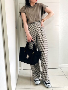「U.S. POLO ASSN.（ユーエスポロアッスン）の【U.S. POLO ASSN.】 ユーエスポロアッスン キャンバス ロゴトートバッグS　US1862＊（トートバッグ）」を使った、❁⃘asa❁⃘さん（レディース・150cm）の夏コーディネート