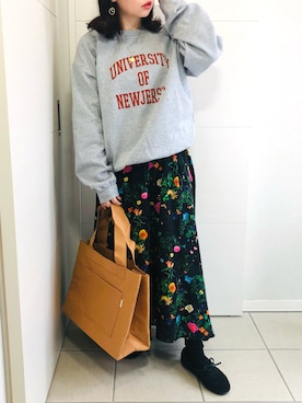 「ペタンコ靴」｜「アイテム（モカシン/デッキシューズ）」を使った、❁⃘asa❁⃘さん（レディース・150cm）の冬コーディネート