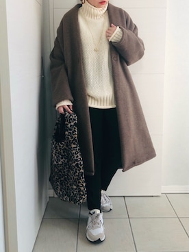 「ショールカラー」｜「アイテム（ノーカラーコート）」を使った、❁⃘asa❁⃘さん（レディース・150cm）の秋コーディネート