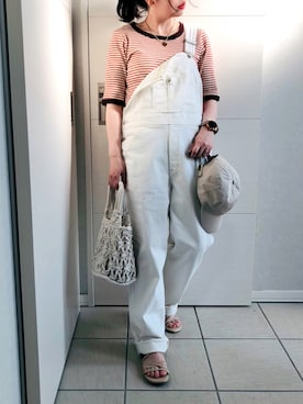 「EDWIN（エドウィン）のアイテム（オールインワン・サロペット）」を使った、❁⃘asa❁⃘さん（レディース・150cm）の夏コーディネート