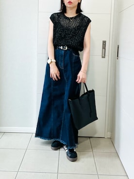 「アイテム（デニムスカート）」を使った、❁⃘asa❁⃘さん（レディース・150cm）の夏コーディネート