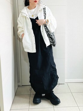 「アイテム（マウンテンパーカー、ホワイト系）」を使った、❁⃘asa❁⃘さん（レディース・150cm）の春コーディネート