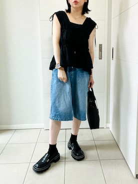「ハーフパンツ」｜「アイテム（その他）」を使った、❁⃘asa❁⃘さん（レディース・150cm）の夏コーディネート