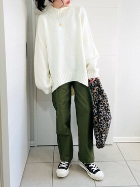 「feepur（フェピュール）のアイテム（チノパンツ）」を使った、❁⃘asa❁⃘さん（レディース・150cm）の秋コーディネート