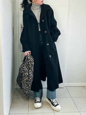 「ロールアップ」｜「アイテム（ステンカラーコート）」を使った、❁⃘asa❁⃘さん（レディース・150cm）の秋コーディネート